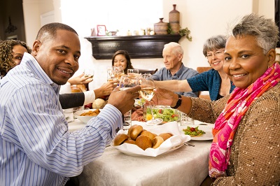 Family eating holiday dinner